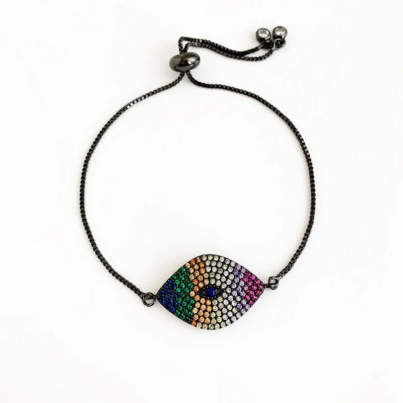 Lucky Blue Zircon Evil Eye Charm золотистые браслеты AAA фианит, циркон, кристалл Регулируемая цепочка браслеты с подвесками для женщин ювелирные изделия