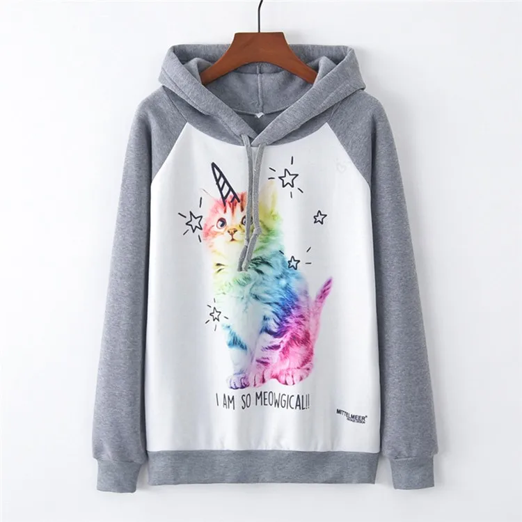 Hoodies Women Autumn 2019 Print Patchwork Hooded Harajuku Streetwear Fashion Hoodie Hoodies And Sweatshirts Women Pullovers