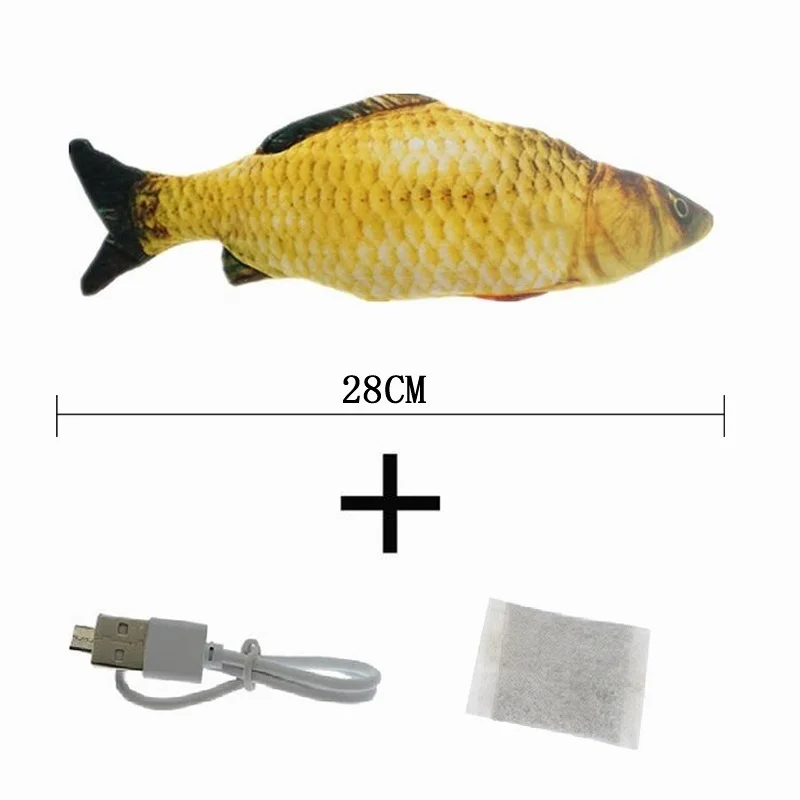 Cat USB Charger Toy Fish Electric Charging Simulation Fish Catnip Cat Pet Chew Bite Interactive Cat Toys Chewing Playing Supplie 