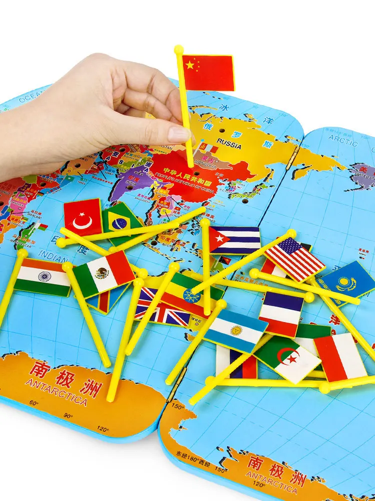 

Ys Know Block Wood Children World Map National Flag Jigsaw Puzzle Unisex 3-Year-Old Scenery Educational Toy 4-6-Year-Old