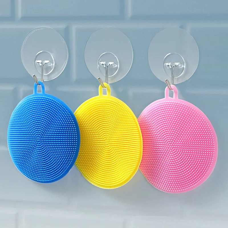 Silicone Dish Cloth Kitchen Cleaning Household Scouring Pad Stained Oil Multifunctional Brush Bowl Towel Cleaning Wiping Pot