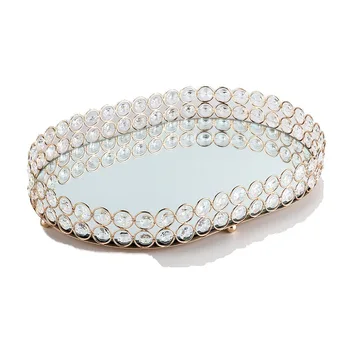 

Nordic Plating Wrought Iron Mirror Oval Storage Tray Kitchen Cake Food Cake Holiday Wedding Decoration Props
