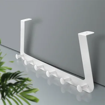 

Stainless Steel Over The Door Hooks Coat Hanger Rack 6 Hooks for Cloth Pants Hat Towel WWO66