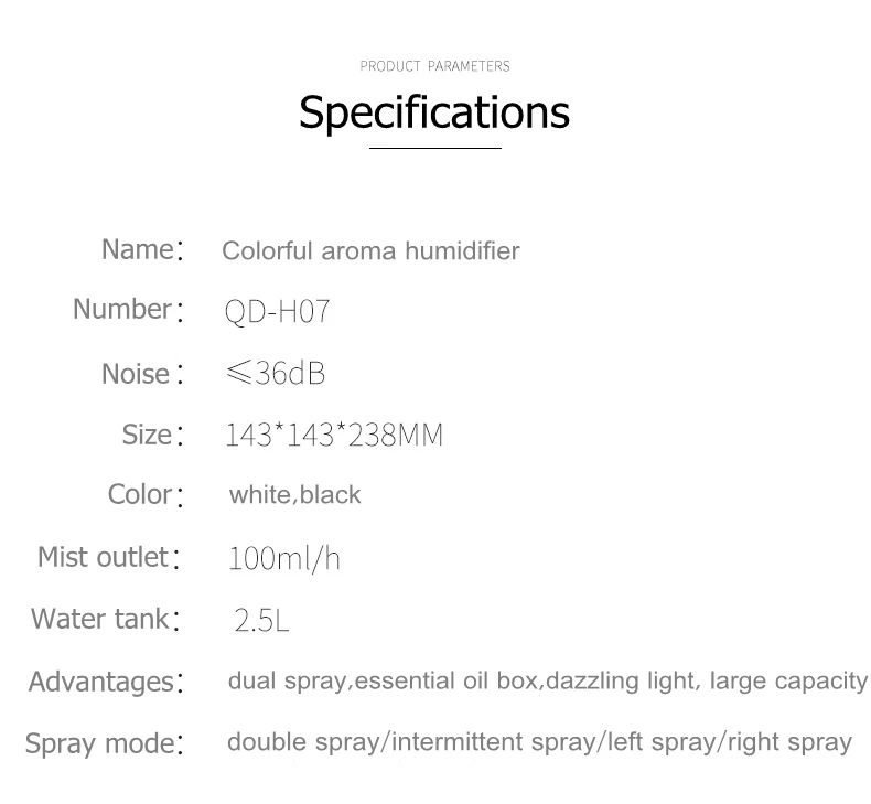 de Ar, Difusor com LED, Grande Capacidade,