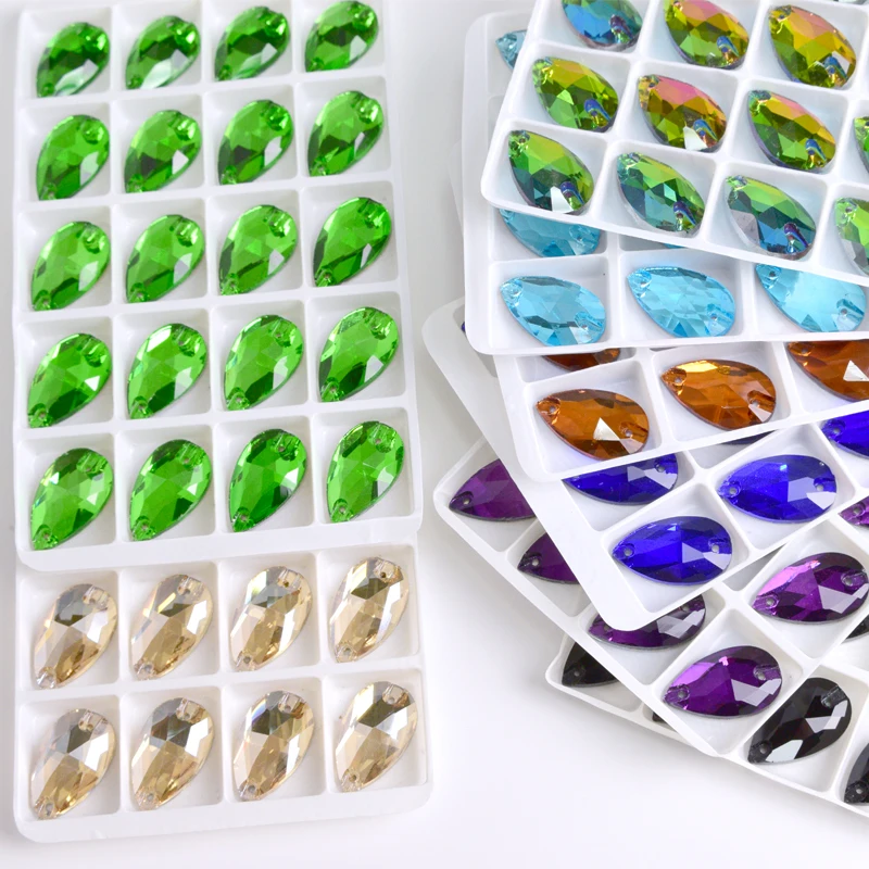 Sew-on Rhinestones Water drops Flatback Sew on Stone 2holes Glass Crystal for DIY Wedding Dress Accessories All Colors All Size sew on rhinestones,sewing rhinestones,glass rhinestones,crystal rhinestones,rhinestone crystals,rhinestone accessories,rhinestones beads