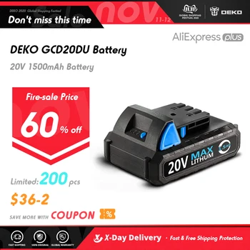 

Original DEKO Battery20V-B 20V MAX 1500mAh Lithium Ion Battery Pack for GCD20DU3 Cordless Drill
