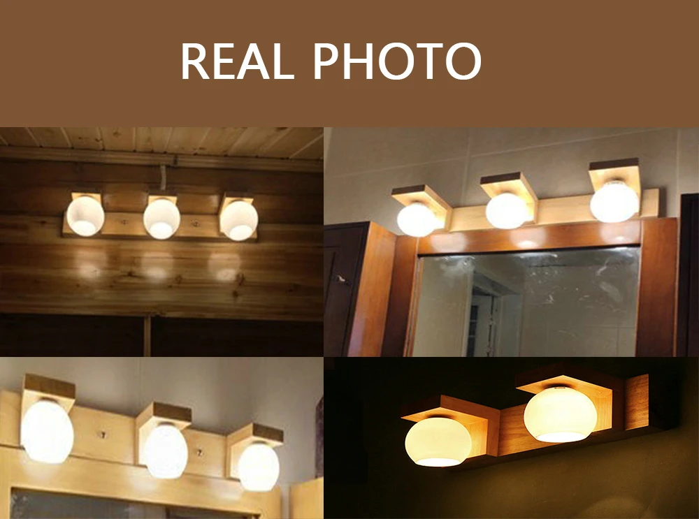 Luminária de Parede Moderna para Espelho de Banheiro Longa de Madeira Interior de Casa Lâmpada Iluminação g4 Led 110v 220v 10 Luminária de parede moderna para espelho de