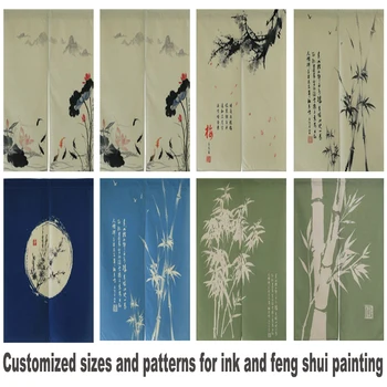 

Japanese Door Curtains ink Fabric Linen Chinese Bamboo Hanging Curtain For Kitchen Bedroom Noren Doorway Decorative Door Curtain