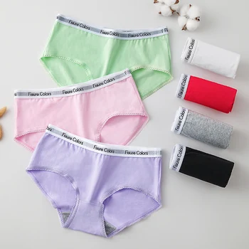 

4 pecs Cotton Panties Women Lace Briefs Sexy Underwear gril briefs colorful female underpants woman sexy lingerie women's panty