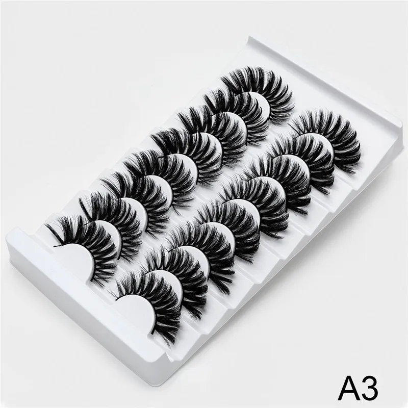 A3 2/5/8 стержень пар Eyelashs натуральных длинных 3D накладные ресницы из норки Толстая ручной работы накладные ресницы объем мягкая норка Искусственные ресницы ресниц - Цвет: A3