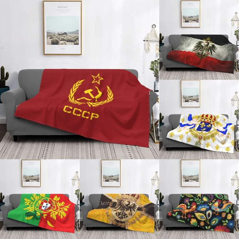 

Russian USSR Soviet Union Socialism Hammer And Sickle Blanket Soft Fleece Flannel CCCP Throw Blanket for Sofa Home Bed Bedspread
