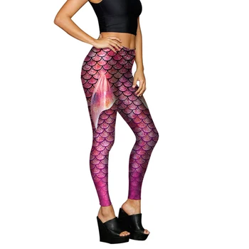 

Women’s Sexy Tight High Waist Fish Scale Pattern Long Leggings Tummy Control Stretchy Slim Pants