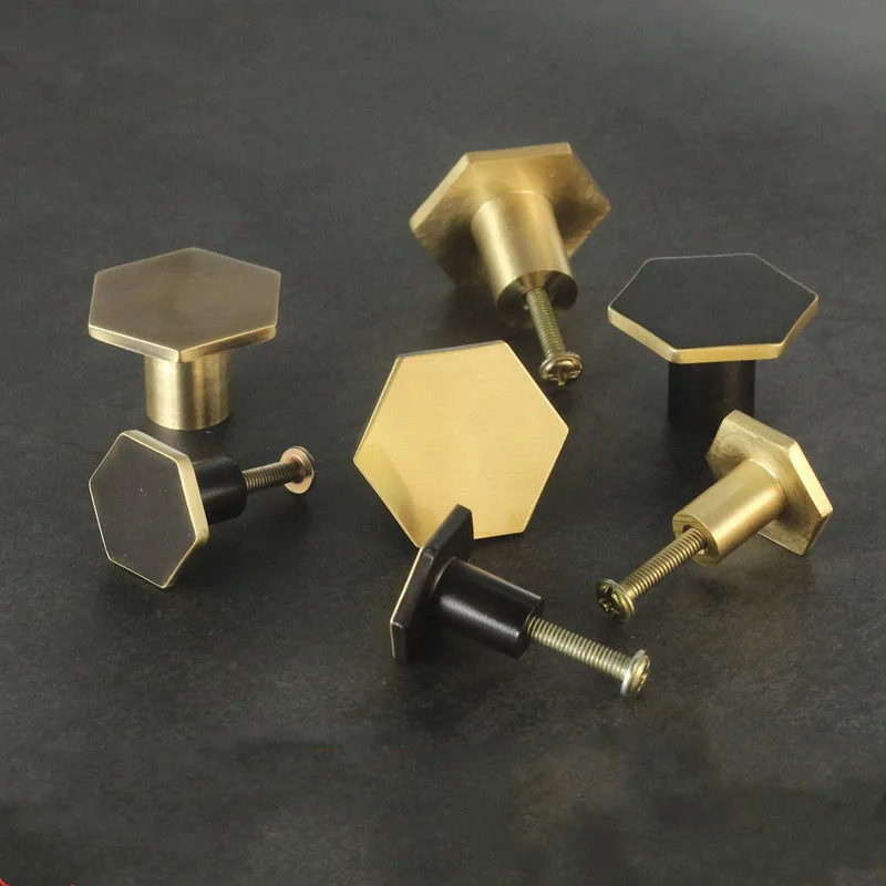 Brass furniture handle retro style knob of wardrobe wine knobs Bathroom cabinet door single hole pull drawer shoe black handles