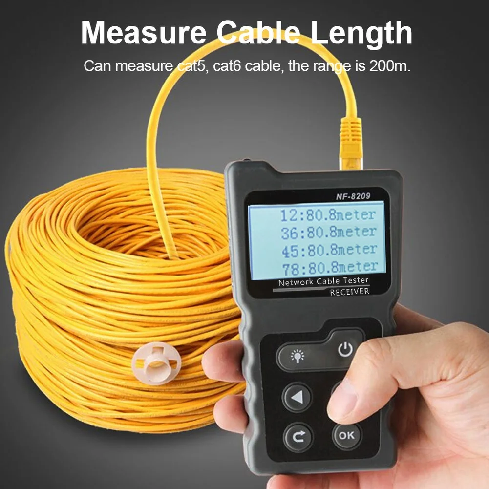 Pase para saber cobre Lleno Nf-8209 Lcd Display Measure Length Lan Cable Poe Wire Checker Cat5 Cat6 Lan  Test Network Tool Scan Cable Wiremap Tester - Networking Tools - AliExpress