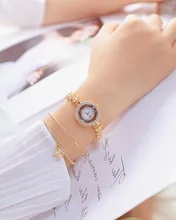 

Quartz Alloy Women Luxury Bee Sister Diamond Watch Ice Out Vintage Fashion Rose Gold Silver Round Small Dial Wrist Bracelet Gift