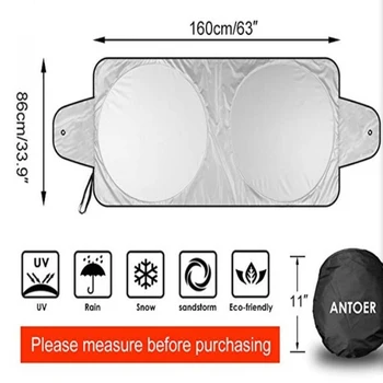 

Car Sunshade Sun Visor Shade Front Protection Rear Window Film Windshield Cover Uv Protect Reflector Car-styling 160 × 86cm 42