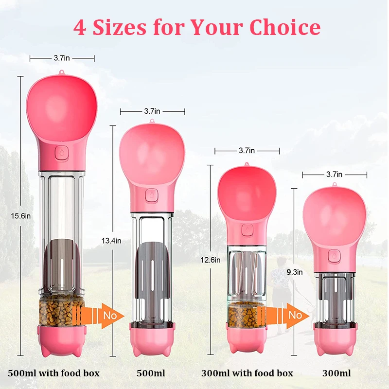 Portable Cat Dog Water Bottle Food Feeder Drinker Poop Dispenser 3 In 1 Leak-proof Multifunctional Dog Waterer Bottle pet feeder dog water bottle pet water dispenser pet feeder dispenser