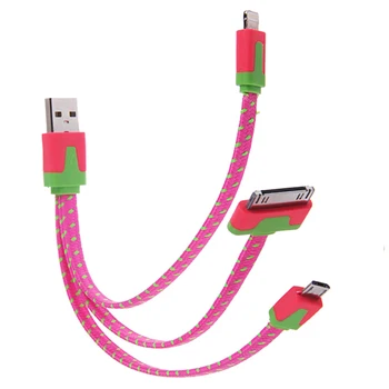 

3in1 Micro USB Charger Cable For iPhone 5 5S 4S Samsung S4 S3 LG Braided Exquisitely Designed Durable Gorgeous