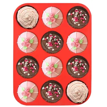 

Round Soap Muffin Cup Jelly Pudding Oven Cake Baking Mold Diy Making Mold 12 Even Silicone ICOCO Non-stick Coating -- CE