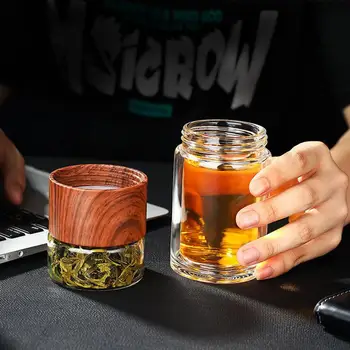 

1Pc 300ML Double Layers Tea Bottle Heat Resistant Glass Cup Tea Filter Separation Infuser Portable Cup Drinkware