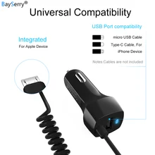 BaySerry автомобильное зарядное устройство двойной USB адаптивный быстрый адаптер Micro type C Быстрый кабель для передачи данных для samsung Galaxy S10 S9 S8 Plus S10+ Note 10