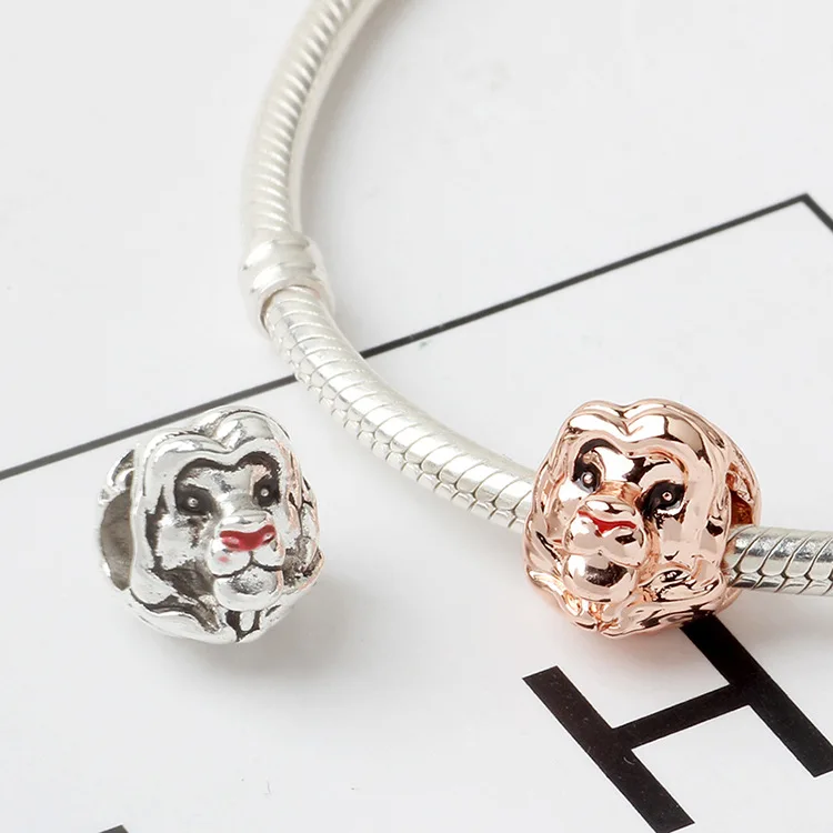Btuamb высокое качество золотой цвет простой сплав король льва бусины подходит Pandora
