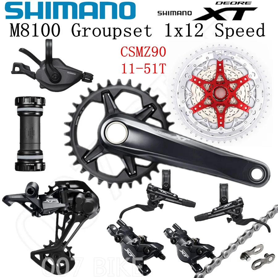 SHIMANO DEORE XT M8100 набор групп 32T 34T 36T 170 175 мм шатун для горного велосипеда 1x12-Speed CSMZ90 M8100 задний переключатель