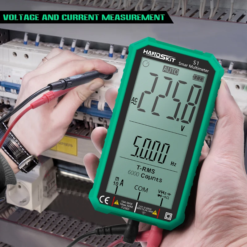 Digital multimeter portable transistor testers 6000 counts true rms auto electrical capacitance meter temp resistance