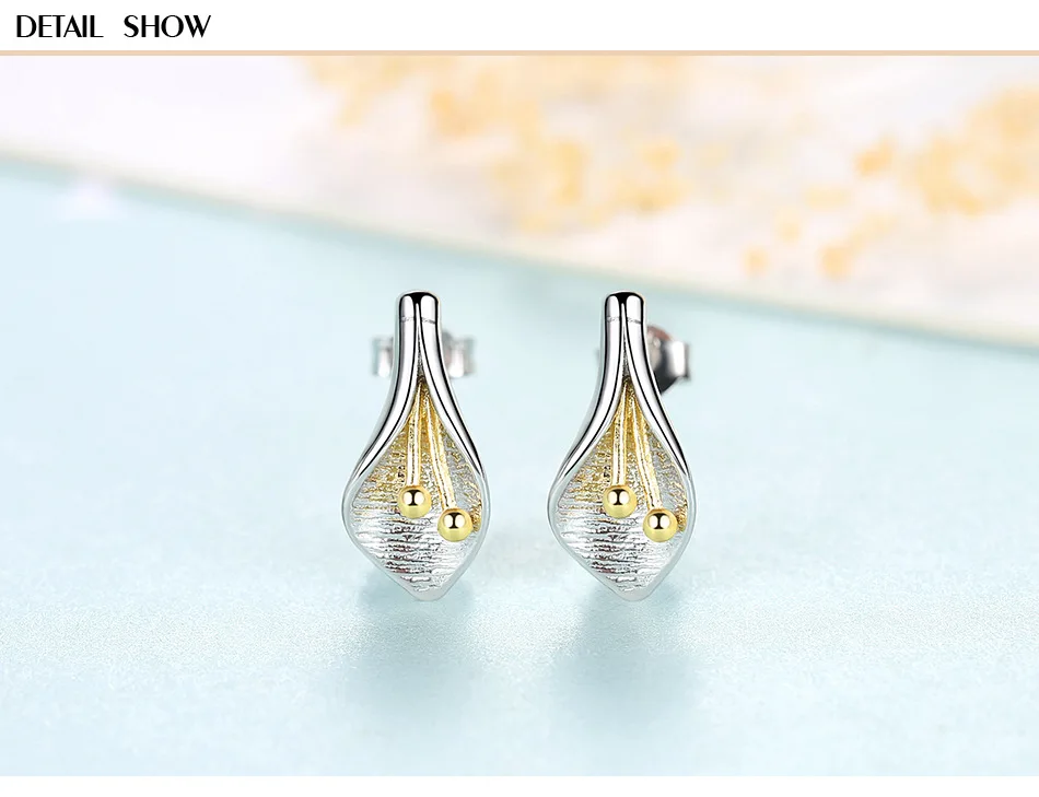 

S925 Sterling Silver Earrings Simple Creative Fashion Floral Earrings DD27