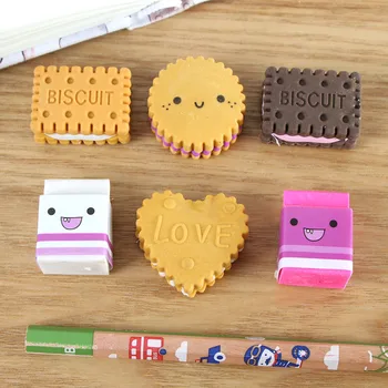 

6pcs/lot Kawaii Eraser Cartoon Boxed Milk Biscuit Eraser Cute Stationery School Girl Student Prize Supplies Party Favor Gift