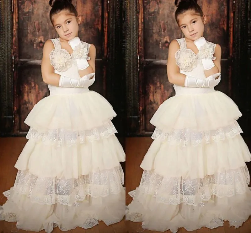 Пышные платья цвета слоновой кости для маленьких девочек; ; Vestido De Daminha Infantil; платья для девочек; бальное платье
