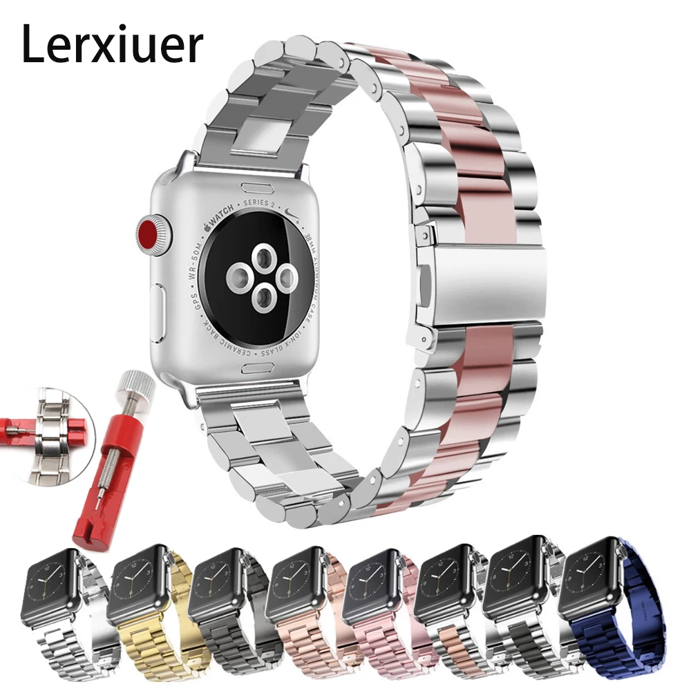 

Stainless Steel strap for iwatch 5 band 44mm 40mm iWatch band 42mm/38mm Metal Bracelet iwatch 5 4 3 2 1 Accessories 38 40 44 mm