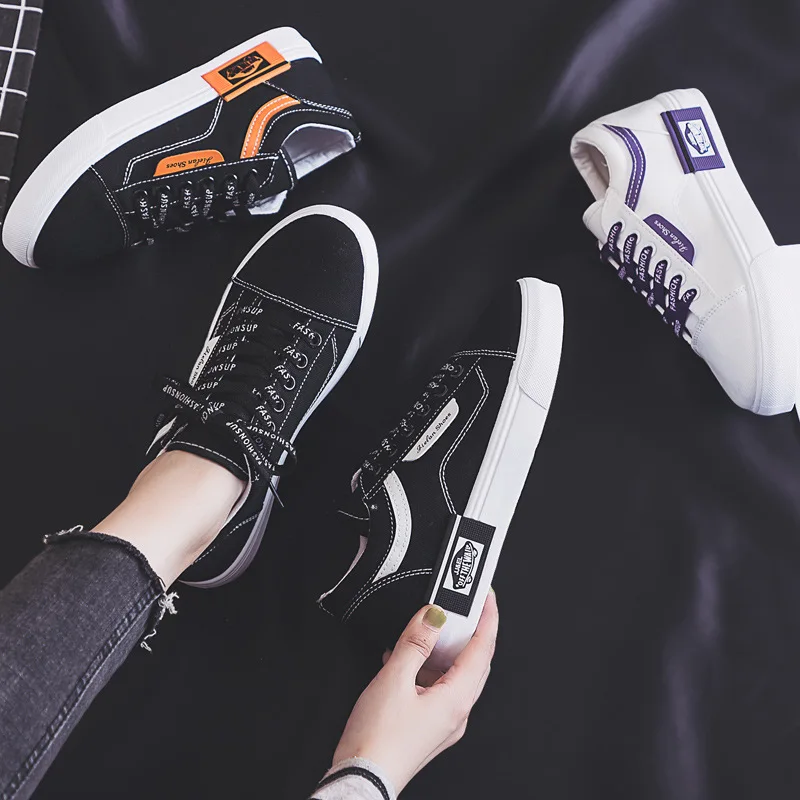 

2019 Women Vulcanized Breathable Flat Sneakers Casual Classic Shoes Woman Spring Autumn White Canvas Shoes