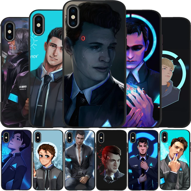 

Detroit Become Human RK800 Connor Cover Soft Silicone black Phone Case For X XR XS Max For iPhone 6 6plus 7 8 plus 5 5S SE
