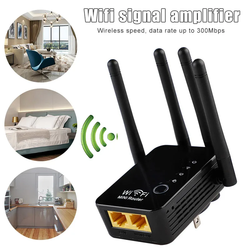 Mini Wifi Wireless Router Repeater Signal Amplifier Range Extender 300Mbps Home DJA99