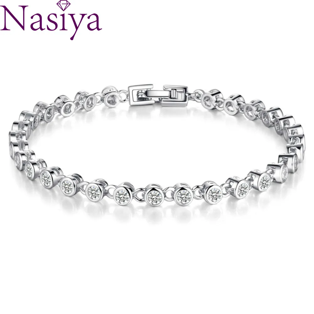 

Princess Cut Chain & Link Bracelet with Created Cubic Zircon for Women Party Jewelry Birthday Gift