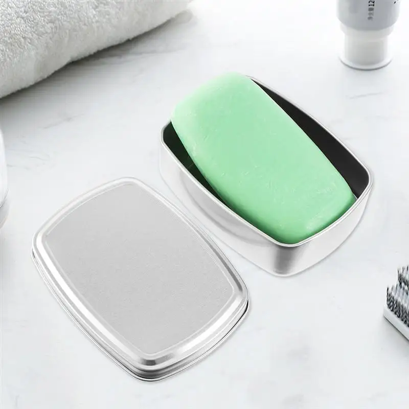 2pcs 100ml Empty Square Soap Box Aluminium Soap Dish Holder Case