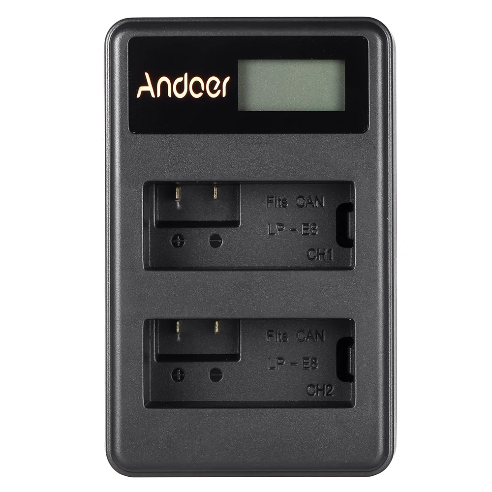 Andoer LP-E8 2 слота USB кабель комплект перезаряжаемый светодиодный дисплей батарея зарядное устройство для Canon EOS 600D 550D 700D 650D цифровая зеркальная камера