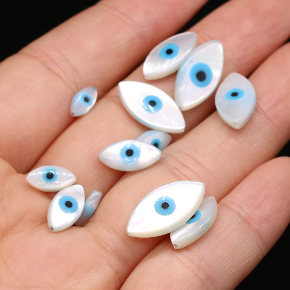 5Pcs Evil Eye White Natural Mother of Pearl Shell Beads for Making DIY Charm Bracelet Necklace Jewelry Finding Accessories Gift | Украшения