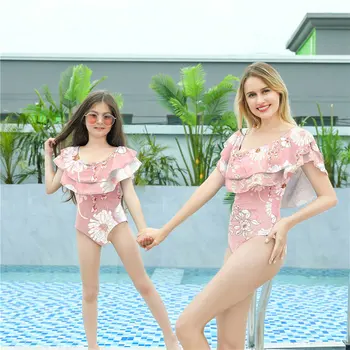 

2020 Ruffle Summer Mother And Daughter Swimsuits Clothes Family Matching Clothes Kids Girls Women Swimwear Outfits Mom Daughter