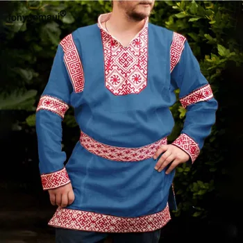 

Men's Norse Viking Tunic Medieval Clothing Knight Warrior Costume Adult Norman Ren Faire LARP Tops Long Shirt For Men Large Size
