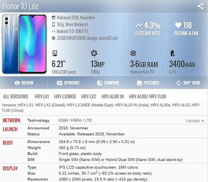 6,21 ''Полный ЖК-дисплей для huawei Honor 10 lite, сенсорный ЖК-дисплей в сборе для huawei Honor 10 lite/Honor 10i, ЖК-экран pantalla
