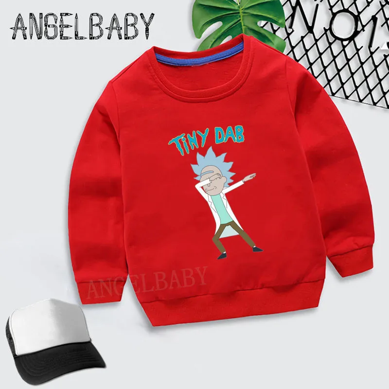 Dabbing Tiny Rick and marty/толстовки для маленьких мальчиков и девочек; хлопковые детские толстовки с капюшоном; толстовки с длинными рукавами; спортивная одежда для малышей; KYT2287 - Цвет: 2287A-Red