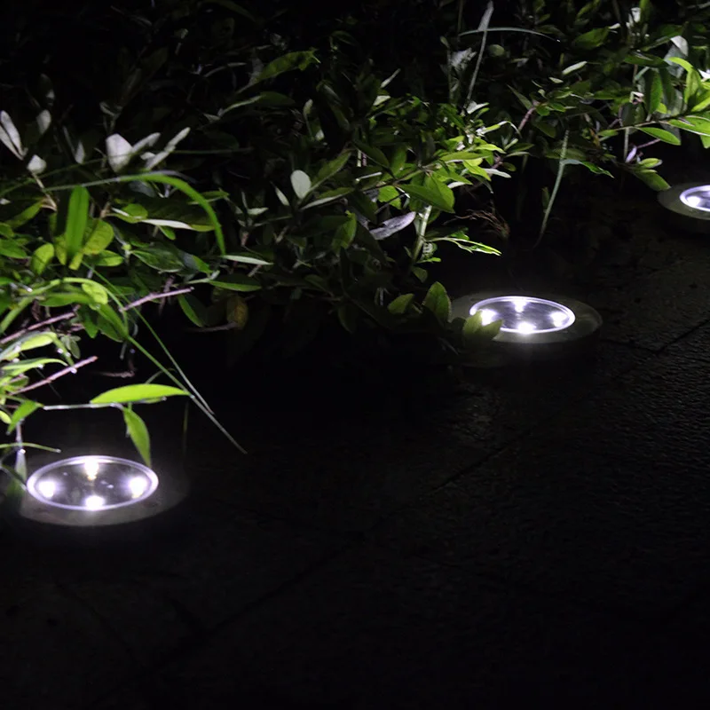 New Style Solar 4LED Lawn Lamp Circle Stainless Steel Waterproof Underground Lamp LED Garden Lights Garden Lamp