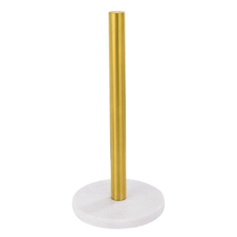 

TOP Nordic Retro Style Natural Marble Gold-Plated Kitchen Paper Towel Holder Roll Holder Desktop Jewelry Storage Shelf White+Gol