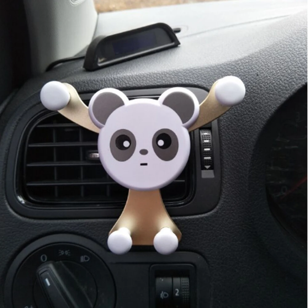 Милая панда, Гравитационный Автомобильный держатель для мобильного телефона с креплением на вентиляционное отверстие, навигационный держатель для телефона, подставка с поворотом на 360 градусов для различных моделей