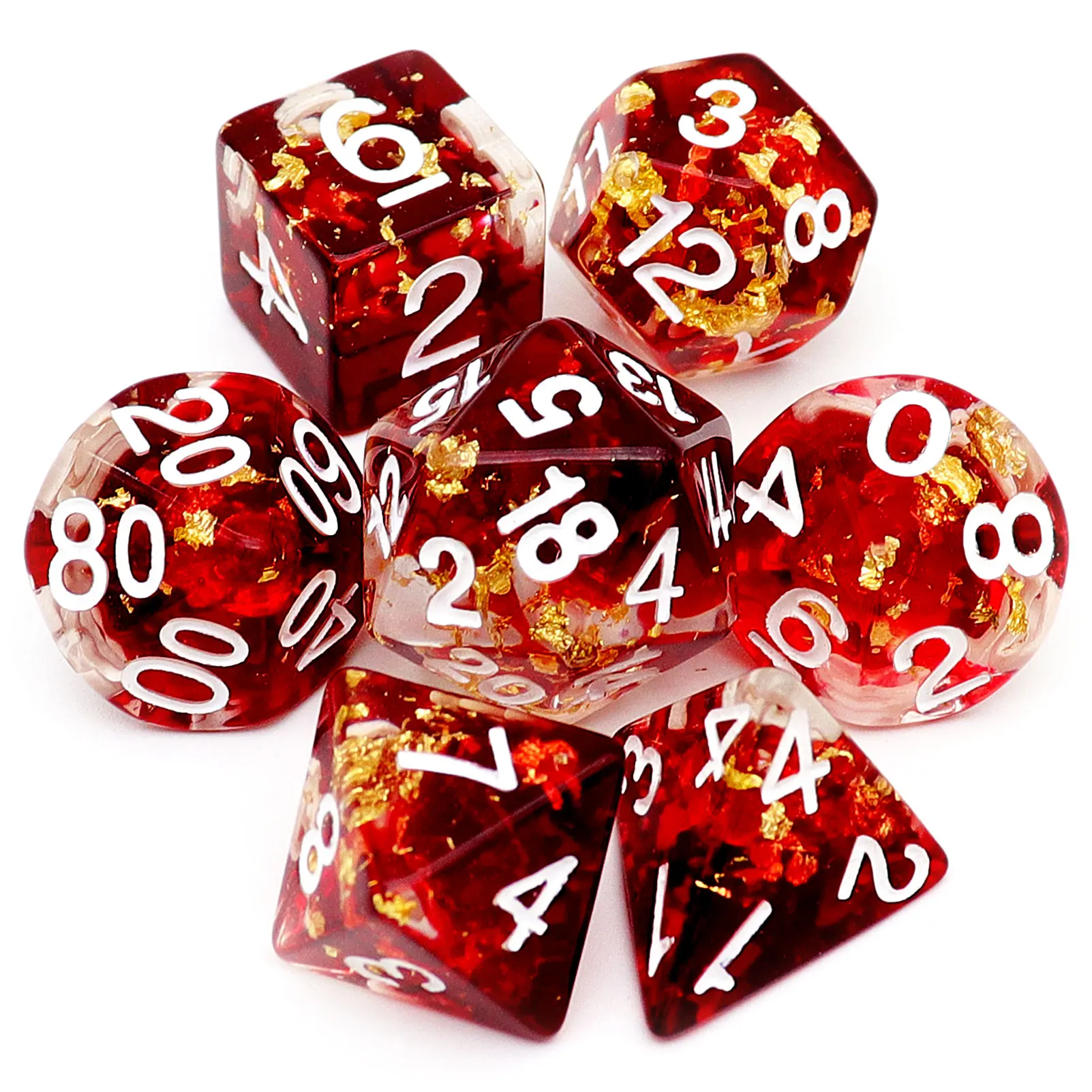 Haxtec Gold Foil DND Dice Set Resin Polyhedral Dice for Dungeons and Dragons RPG D&D Pathfinder dungeons gold pc