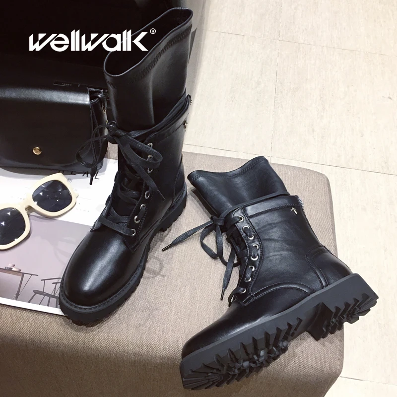 Черные ботинки Martens в байкерском стиле Женские жокейском дизайнерская женская