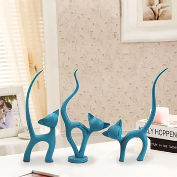 

3pcs Modern Simple Cat Model Figurine Ornament Resin Craft Artificial Red Cat Miniature Home Decor Accessories Living Room Decor