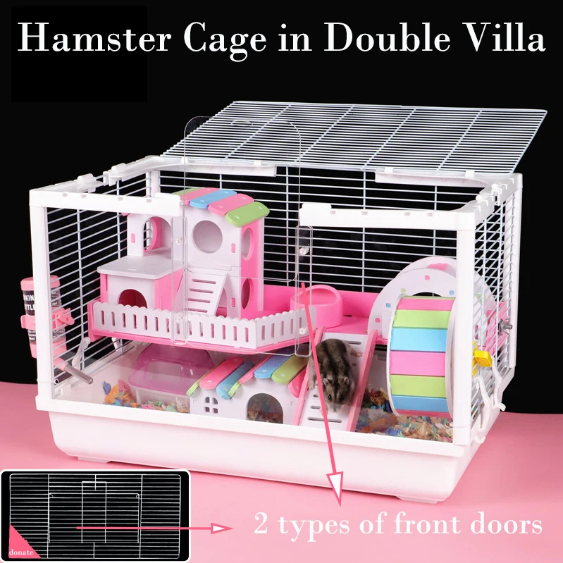 

Tray-Style Hamster House Acrylic Front Gate Double-Deck Oversized Villa Guinea Pig Cage Transparent Small Pet Feeding Box